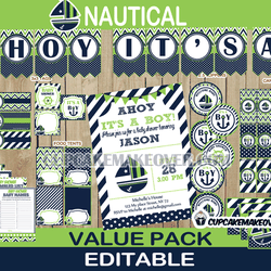 Green and Blue Nautical Baby Shower Theme - Nautical