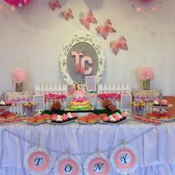 Tony Caelyn's Baptism - Butterflies / Pink and Grey Theme