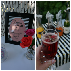 Outdoor bridal brunch - Black & white stripes with pink florals