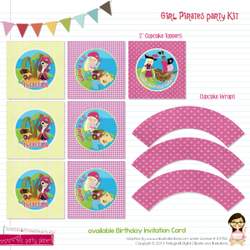 Girl Pirates and Mermaid Birthday Party Kit - Pirates