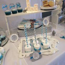 chevron baby shower - chevron blue and gray