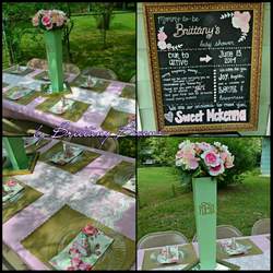 Brittany's backyard garden shower - pink, mint green and gold 