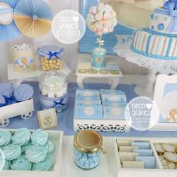 El Bautismo de Camilo - Cream & Light Blue