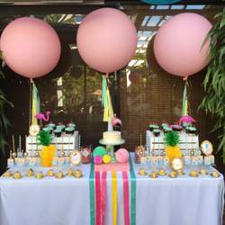 Poolside Flamingle - Flamingos and Pinapples!