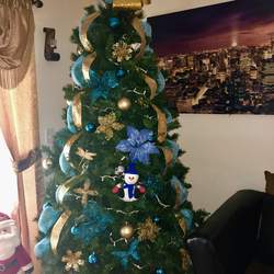 Sky blue and gold decorations  - None