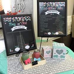 Kristy and Steve's Gender Reveal - Mint, Coral and Gold Confetti