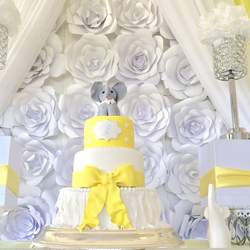 Elephants and Tutu's baby shower - Yellow, white, silver