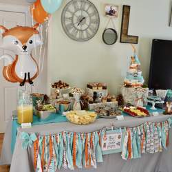 Woodland Animals Baby Shower - Woodland animals , mint,grey,orange, forest animals