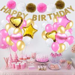 Girls Birthday Decorations - Pink and Gold