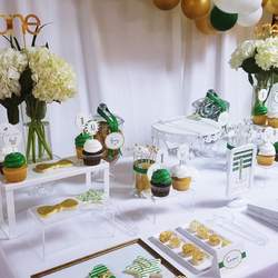Noah's Onederful Birthday Celebration - Green and White Stripes/Onederful