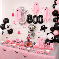 Pink Halloween Party Tablescape - Pink Halloween