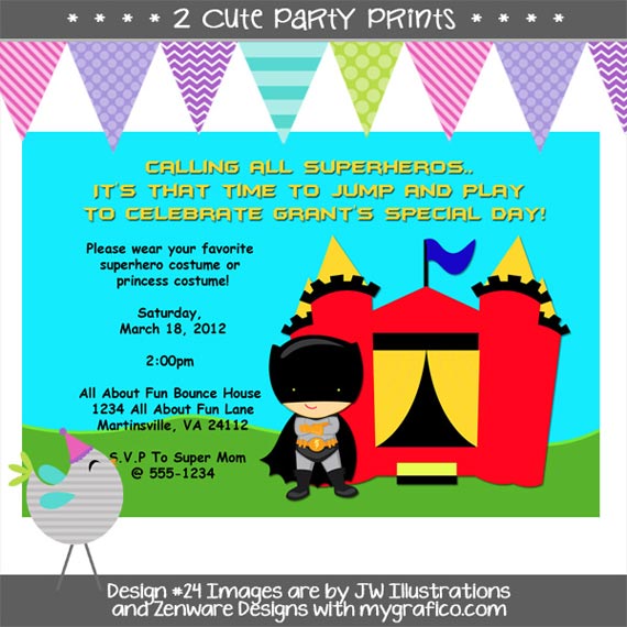 Superhero Boy Bounce House Invite Superhero-boy-bounce-house-invite-570
