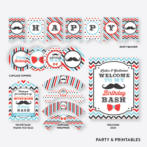 Mustache Standard Kids Birthday Party Package Mustache-kids-birthday-party-package-570