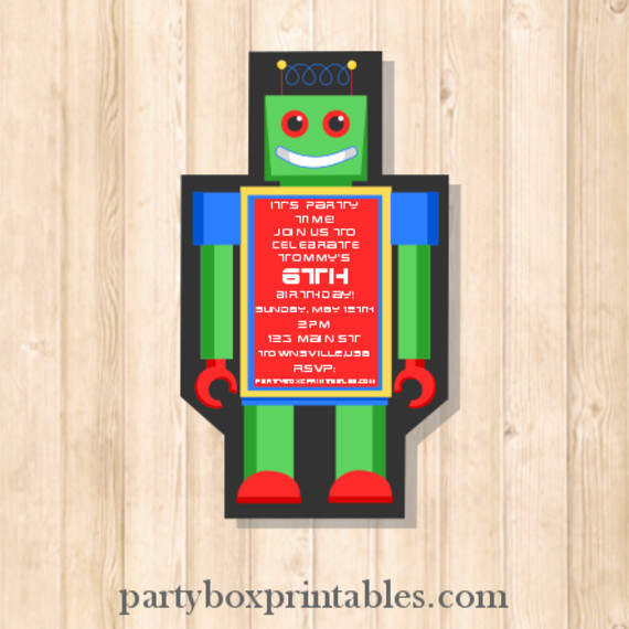 Robot Party Custom Invitation - Frank Robot-custom-invite-570